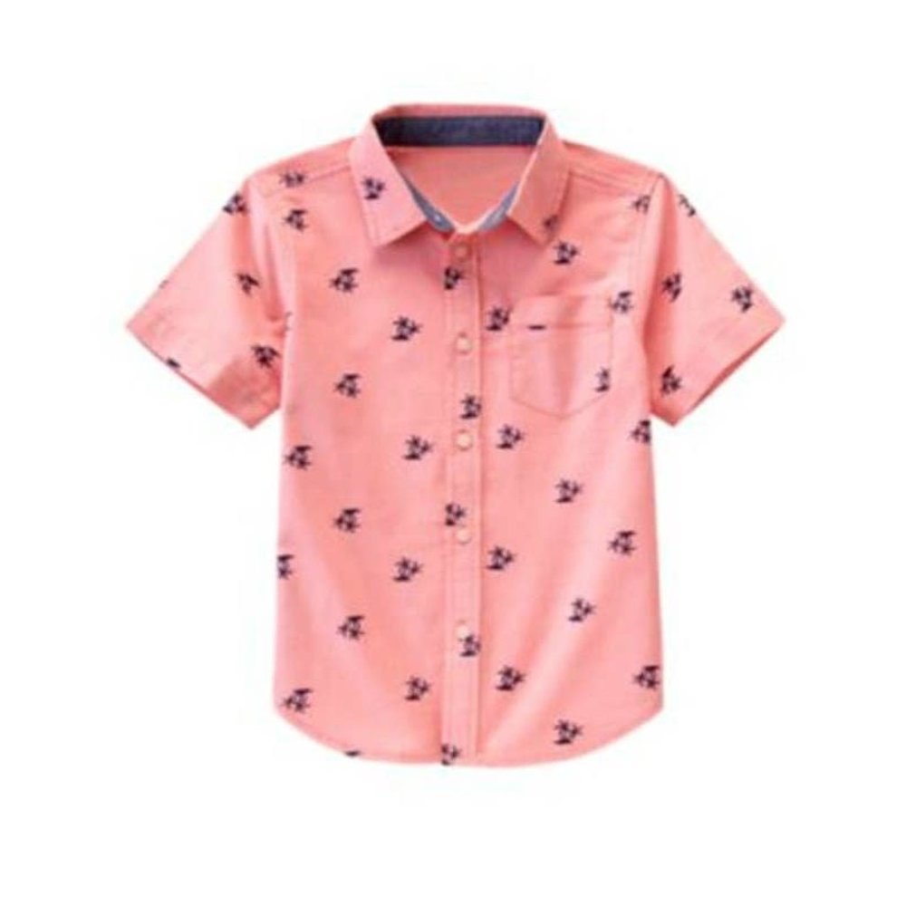 Gymboree Island Cruise Palm Tree Shirt Navy Blue Light Reef Coral S 5/6 NEW NWT